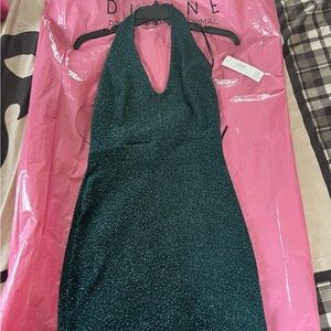 Elegant Emerald Green Halter Dress